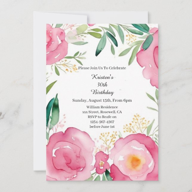 Einfache Einladung zum Geburtstag (Vorderseite)