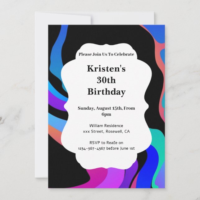 Einfache Einladung zum Geburtstag (Vorderseite)
