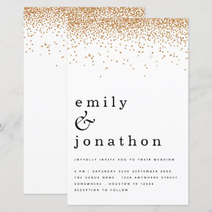Einfache Einladung zum Hochzeitsfeiern mit Gold Gl