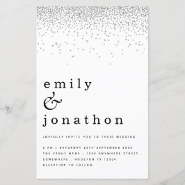 Einfache Einladung zum Hochzeitsfeiern mit Silver