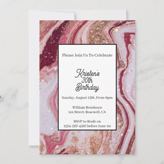 Einfache Einladung zum Roten Geburtstag (Vorderseite)