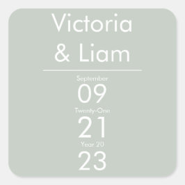 Einfache Einladung zur Grüne Hochzeit Quadratischer Aufkleber