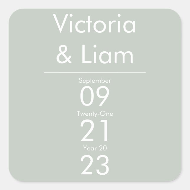 Einfache Einladung zur Grüne Hochzeit Quadratischer Aufkleber (Vorderseite)