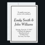 Einfache Einladung zur Hochzeit in Schwarz und Wei<br><div class="desc">Einfache Black Border Wedding Einladung hat Text auf einem weißen Hintergrund. Außerhalb der schwarzen Grenze ist ein Zickzack,  klassisches Muster in Grau und Weiß. Geben Sie Ihren Text vor der Bestellung ein.</div>