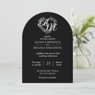 Einfache Einladung zur Hochzeit in Schwarz-Weiß