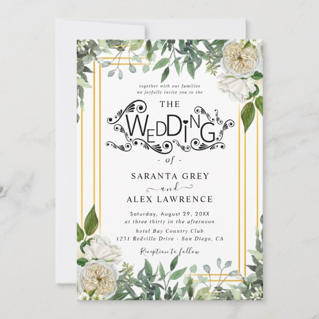 Einfache Einladung zur Hochzeit von Blume (Vorderseite)