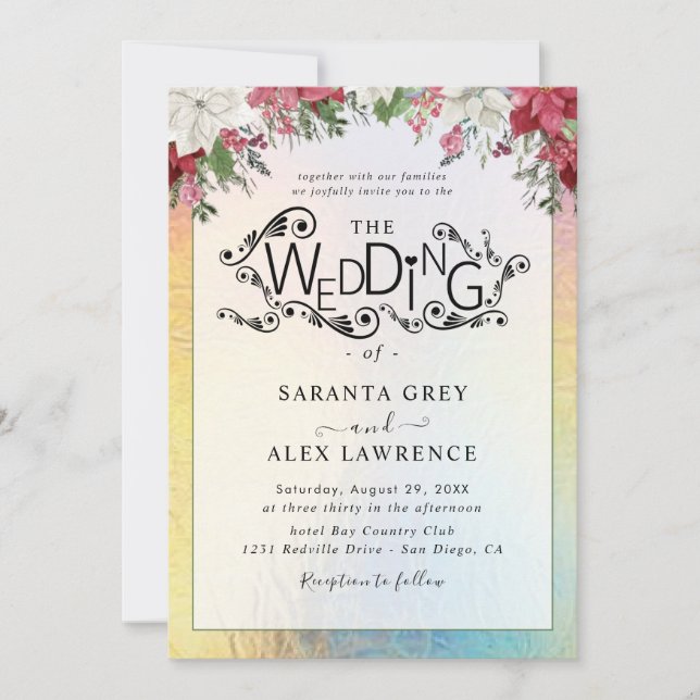 Einfache Einladung zur Hochzeit von Blume (Vorderseite)