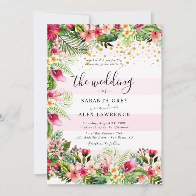 Einfache Einladung zur Hochzeit von Blume (Vorderseite)