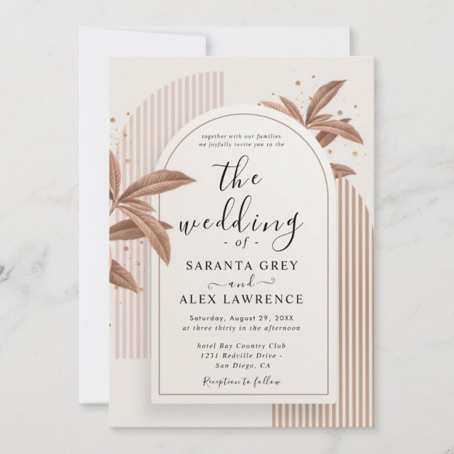 Einfache Einladung zur Hochzeit von Blume (Vorderseite)