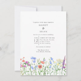 Einfache Einladung zur Hochzeit von Wildblumen