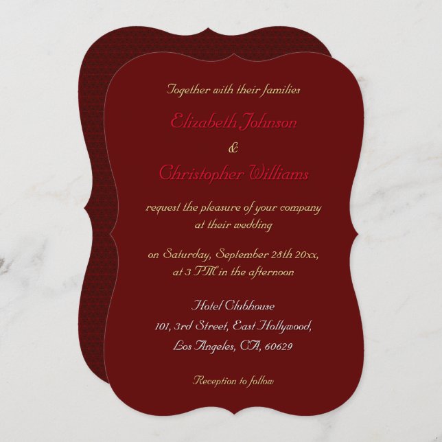 Einfache Einladung zur Hochzeitsfeier (Vorne/Hinten)