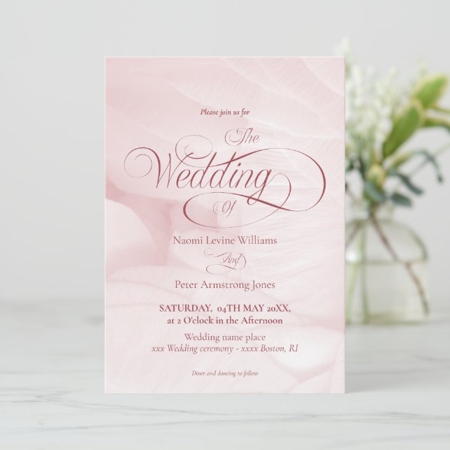 Einfache Einladung zur rosa Priesterhochzeit (Stehend Vorderseite)