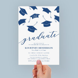 Einfache Einladungen für eine moderne Blue Graduat