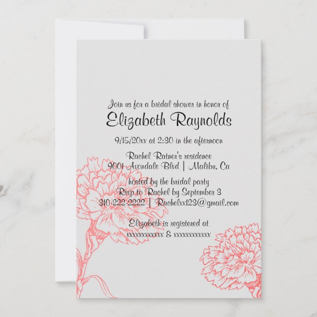 Einfache Einladungen mit Red & Black Bridal Dusche (Vorderseite)