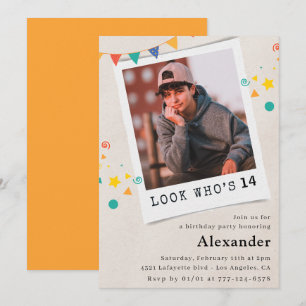 Einfache Einladungen zum 14. Geburtstag Junge Foto