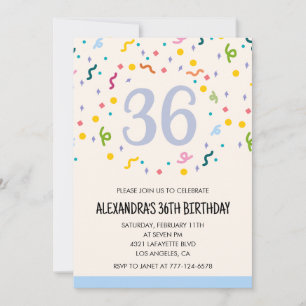 Einfache Einladungen zum 36. Geburtstag Confetti M