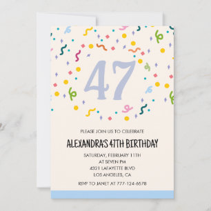 Einfache Einladungen zum 47. Geburtstag Confetti M