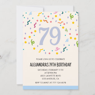 Einfache Einladungen zum 79. Geburtstag Confetti M