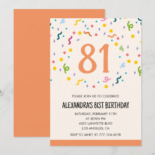 Einfache Einladungen zum 81. Geburtstag Confetti M