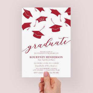 Einfache Einladungen zur Modernen Roten Graduation