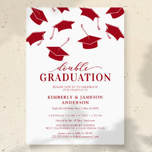 Einfache Einladungen zur Red Double Graduation Par