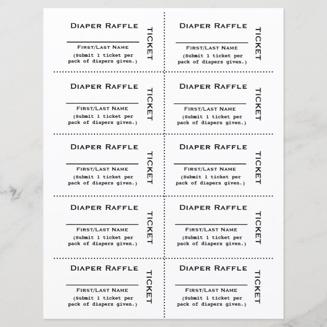 Einfache Eintrittskarten für Windeln (Vorderseite)