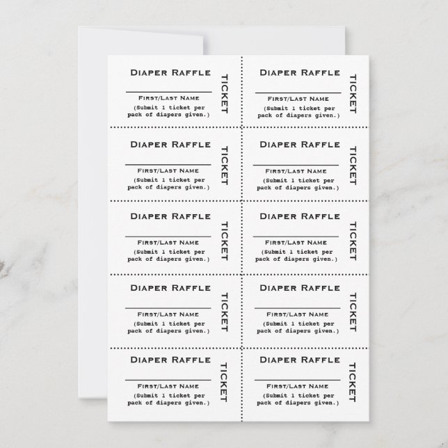 Einfache Eintrittskarten für Windeln Einladung (Vorderseite)