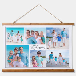 Einfache Einzigartigkeit 6 Name der Fotocollage Wandteppich Mit Holzrahmen