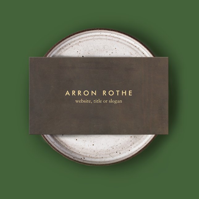 Einfache Eleganbraun Leder Beruflich Visitenkarte (Brown suede background image business card)