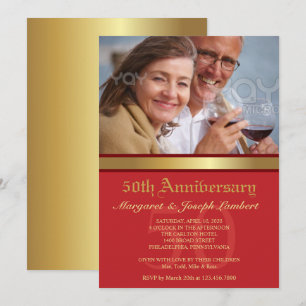 Einfache Elegance 50. Hochzeitstag Einladung