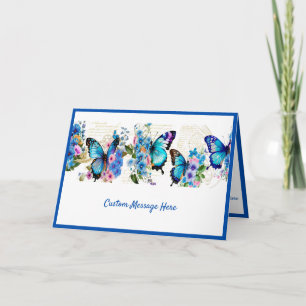 Einfache Elegance Blue Butterflies Blume anpassen Karte