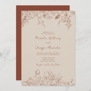 Einfache Elegance Boho Floral Wedding Einladung