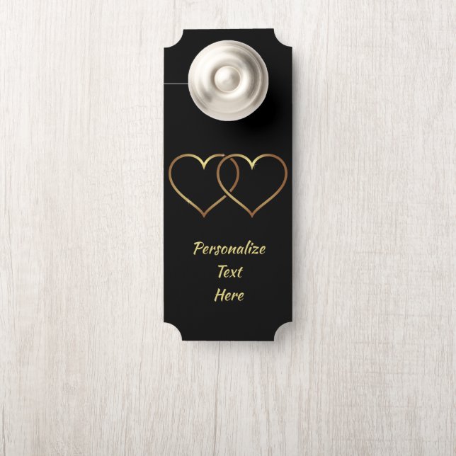 Einfache Elegance Gold & Black Hearts Türanhänger (Auf Knauf)