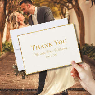 Einfache Elegance Luxe Gold Edge Wedding Dankeskarte