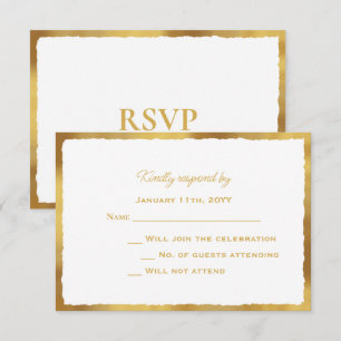 Einfache Elegance Luxe Gold Edge Wedding Response RSVP Karte