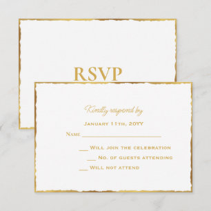 Einfache Elegance Luxe Gold Edge Wedding RSVP Card Karte