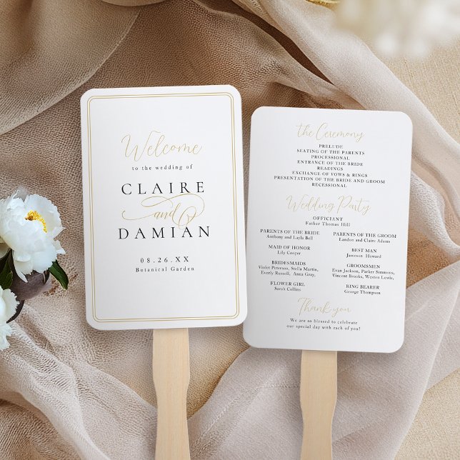 Einfache Elegance Romantisches SkriptWedding-Progr Fächer (Simple Elegance Romantic Script Wedding Program Hand Fan)
