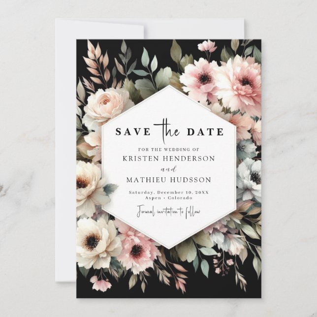 Einfache Elegance Rosa Blumenhochzeit Save The Date (Vorderseite)