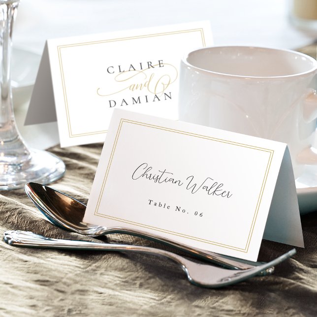 Einfache Elegance Script-Hochzeitsschrift Klappbar Tischnummer (Simple Elegance Script Wedding Foldable Place Card)
