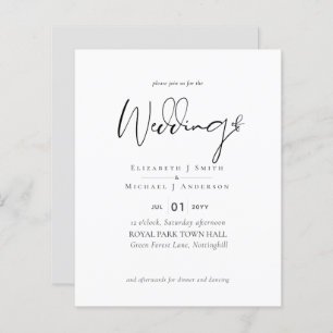 Einfache Elegance Script Moderne Budget Hochzeit