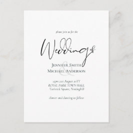 Einfache Elegance Script Moderne Budget Hochzeit Postkarte