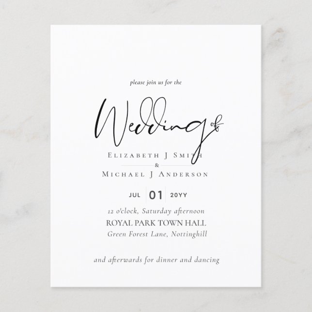 Einfache Elegance Script Moderne Hochzeit (Vorderseite)