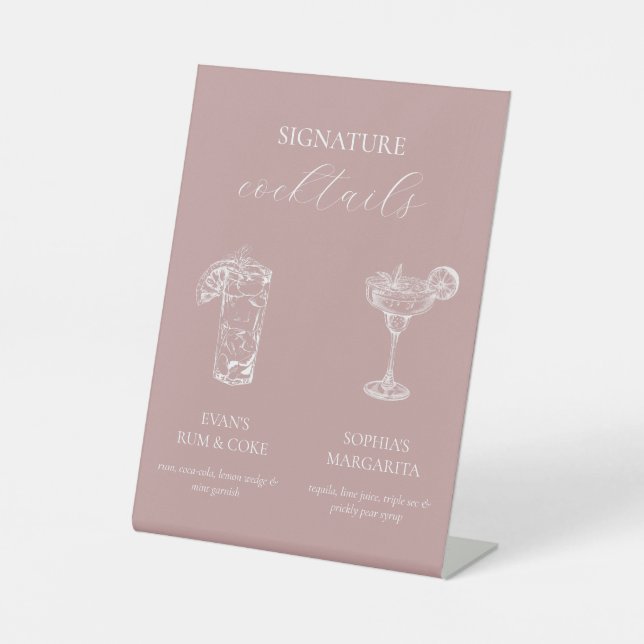Einfache Elegance Signature Cocktail Signature Sig Sockelschild (Vorderseite)