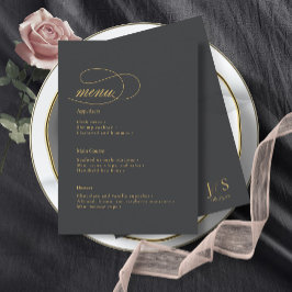 Einfache Elegance Wedding Menu Charcoal ID1022 Menükarte