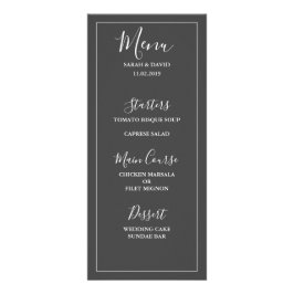 Einfache Elegance Wedding Menu Werbekarte