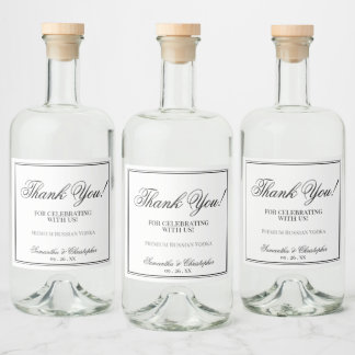 Einfache Elegance Wedding Vielen Dank Black & Whit Alkoholflaschenetikett
