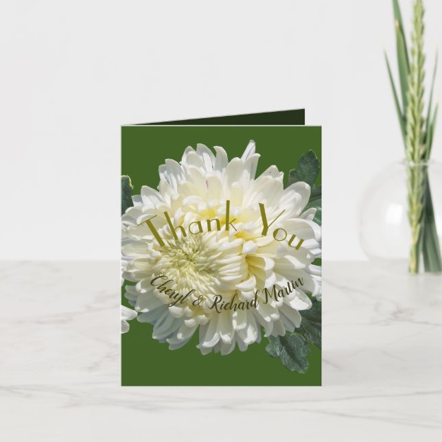 Einfache Elegance White Bloom Chrysanthemum Hochze Dankeskarte (Vorderseite)