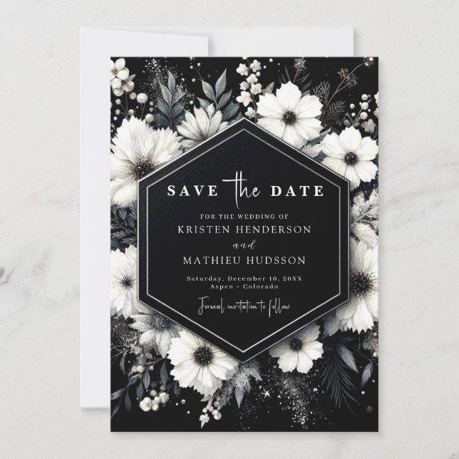 Einfache Elegance White Floral Wedding Save The Date (Vorderseite)