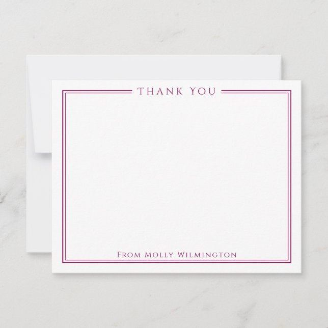 Einfache Elegance Wine Red Danke Note Card (Vorderseite)