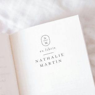 Einfache Eleganinitials Ex Libris Monogram Book Gummistempel